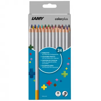 LAMY colorplus coloured pencils, 24 different colours, ergonomic triangular shape, matt surface, break-resistant lead, cardboard case 1233469