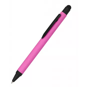 ONLINE SCHREIBGERÄTE ALU stylus ballpoint pen pink with blue ink, aluminium body, capacitive stylus, push mechanism, refillable, 1 piece (32117/3D)