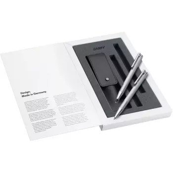 LAMY logo Brushed Black writing set – ballpoint pen & mechanical pencil in gift box 1240662