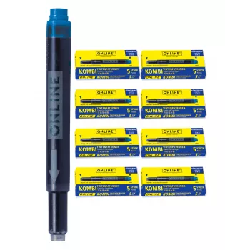 ONLINE Combination Ink Cartridges for Fountain Pens Blue 40-Pack (70049)