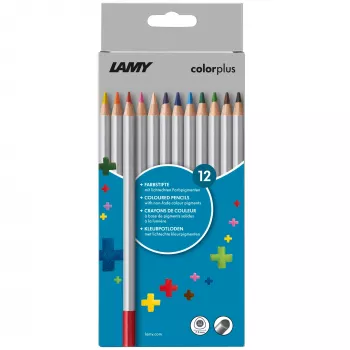 LAMY colorplus triangular coloured pencils, 12 different colours, ergonomic triangular shape, matt finish, cardboard case 1233468