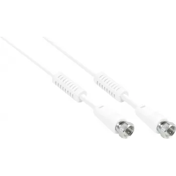GoodConnections F-Type to F-Type Coaxial Cable with Ferrite Core, 100% Shielded, 2.5 m, White (S-FP25W)