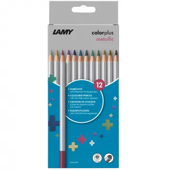 LAMY colorplus metallic coloured pencils, mixed metallic colours, 12-piece set (1235192)