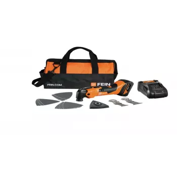 Fein AMM 500 Plus cordless oscillating multi-tool set with 2x 18V 4Ah batteries, ALG 80 fast charger, StarlockPlus, QuickIN, anti-vibration, in case 71293870000