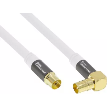 Good Connections GC-M2070 SmartFLEX TV angled antenna cable - 30 m - IEC coaxial plug angled to socket - quadruple shielded 120dB 75 Ohm - gold-plated connections - white