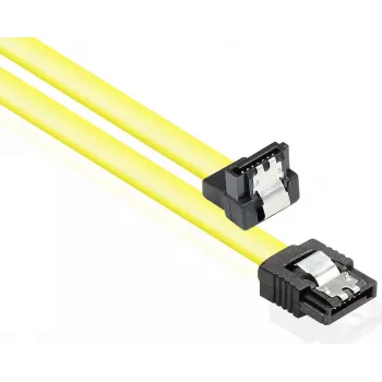 GoodConnections SATA 6 Gb/s cable with metal clip, angled, 0.50 m, yellow 5047-AW05Y