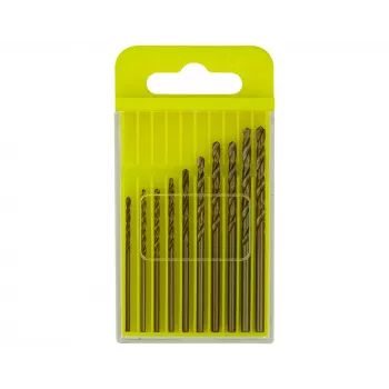 Donau Elektronik HSS-CO-225 HSS-Cobalt Metal Twist Drill Bit Set, 10-Piece, 1.3–2.5 mm, DIN 338, Cylindrical Shank
