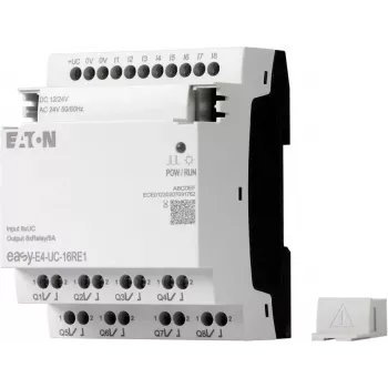 Eaton EASY-E4-UC-16RE1 easyE4 Control Relay, 8 DI, 4 AI, 8 Relay Outputs, Ethernet, LCD, DIN Rail