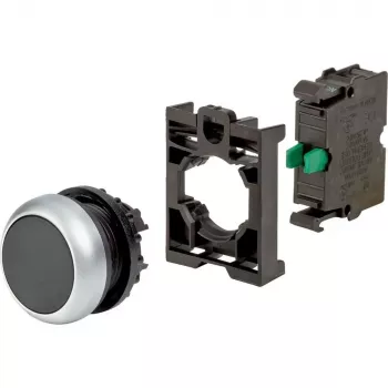 Eaton M22-D-S-K10-BVP pushbutton, flush, black, plastic front ring, 1NO 110933