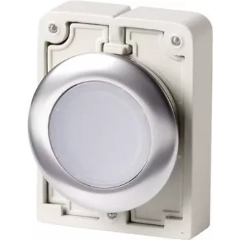 Eaton M30C-FDRL-W Flat Round Pushbutton Actuator, Chrome Bezel, White 182950