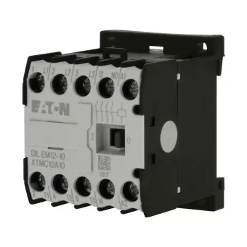 Eaton DILEM12-10 mini contactor, 3-Pole, 12 A, 230 V 50 Hz / 240 V 60 Hz coil, 1 NO auxiliary contact, IP20, black/white 127075