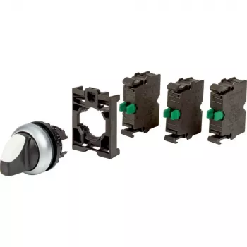 Eaton M22-WRK-3K10-BVP Selector Switch, 3-Position, Latching, Black Rotary Knob, Plastic Front Ring 110923