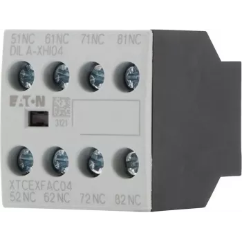 Eaton DILA-XHI04 Auxiliary Contact Block, 4-Pole, 2NO+2NC, Front Mounting, Screw Terminals, Black/White 276424