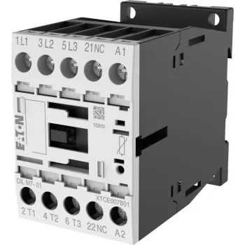 Eaton DILM7-01 power contactor, 24 V AC coil, 3-Pole, 7 A, 1 NC auxiliary contact 276572