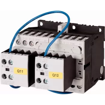 EATON reversing contactor 4 kW 400 V AC, 230 V 50 Hz coil, 3-Pole, 2NO+2NC, DIN rail 278086