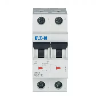 Eaton FAZ-C10/2 miniature circuit breaker (MCB), 10 A, 2-Pole, type C, 400 V AC, 10 kA 278756