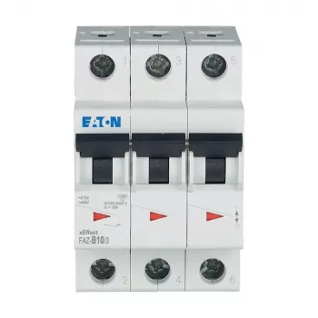 Eaton FAZ-B10/3 miniature circuit breaker type B, 10 A, 3-Pole, 10 kA 278843