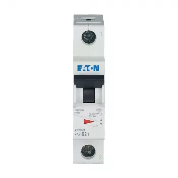 EATON FAZ-B2/1 Miniature Circuit Breaker, 1-Pole, Type B, 2 A, 6 kA, 230/400 V AC, DIN Rail Mounting, Thermal-Magnetic 278523