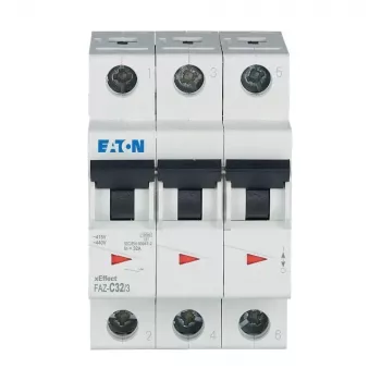 Eaton FAZ-C32/3 Miniature Circuit Breaker Type C, 32 A, 3-Pole, 10 kA, DIN Rail 278876