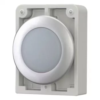 Eaton RMQ-Titan Flat Round Indicator Light Head, White Lens, Chrome Bezel, M30C-FL-W 183287