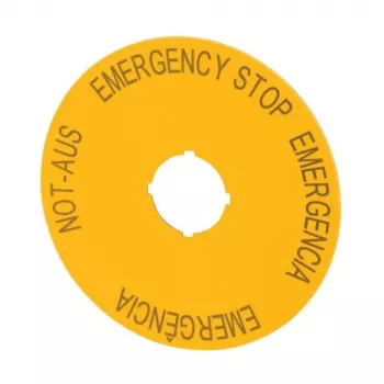 Eaton M22-XAK2 emergency stop sign, yellow, 60 mm, EMERGENCY STOP label 216466