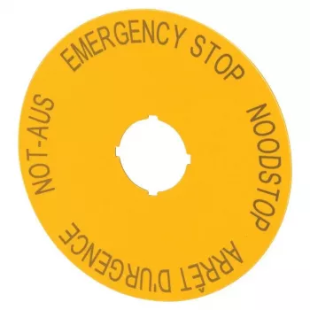 Eaton M22-XAK3 emergency stop sign, yellow, EMERGENCY STOP, 90 mm 216467