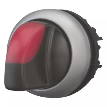 Eaton M22-WLK3-R illuminated rotary switch actuator, 3 positions, red rotary knob, 22.5 mm