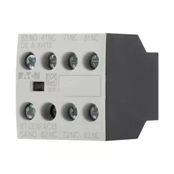 Eaton DILA-XHI13 Auxiliary Contact Block, 4-Pole, 1NO+3NC, Screw Terminals, Front Mounting, for DILM7-DILM38 Contactors, Black/White 276425