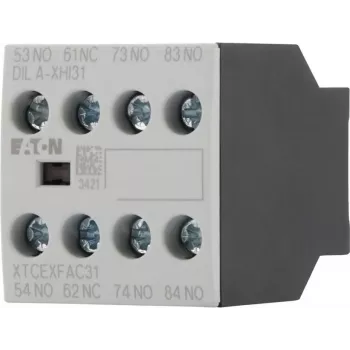 Eaton DILA-XHI31 Auxiliary Contact Block, 3 NO + 1 NC, Screw Terminals, Front Mounting, Black/White 276427