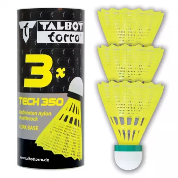 TALBOT torro Badminton shuttlecock Tech 350, slow, yellow/green, durable nylon shuttlecock for leisure and training - 1 piece (479115)