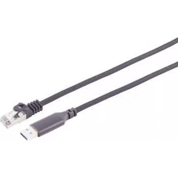 S CONN MAXIMUM CONNECTIVITY USB-A to RJ45 Gigabit Ethernet Adapter Cable, 2m, Aluminium, Black 14-52035