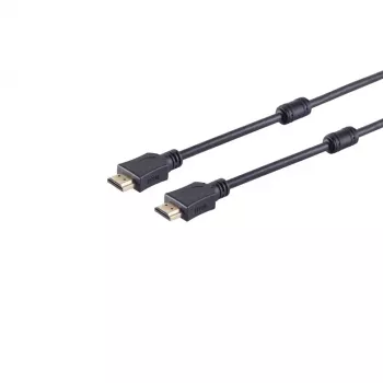 S CONN MAXIMUM CONNECTIVITY 77478-15-FERRIT HDMI Cable, HDMI-A Plug to HDMI-A Plug, Gold-Plated Contacts, Ferrite, Full HD, Ultra HD, 3D, HEAC, 15 m