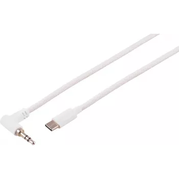 S CONN MAXIMUM CONNECTIVITY USB-C Audio Cable, 3.5mm Angled Plug, TRS, White, 0.9m 14-06226