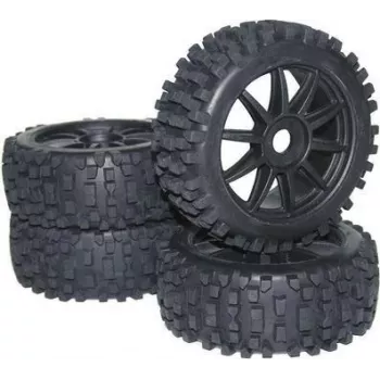 Reely 1:8 Buggy Complete Wheels Big Core 10-Spoke Black 4 Pcs. (MV3693SBA3)