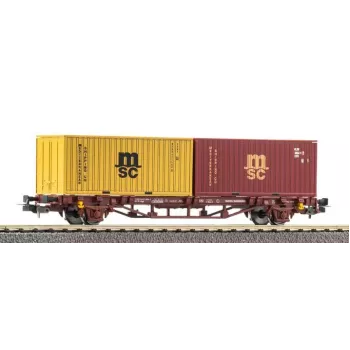 PIKO 27750 container carrying wagon DC, DB AG, Era VI, Sgns 80', 2x 40ft container, H0
