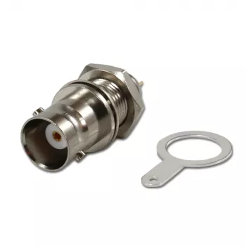 Telegärtner BNC panel-mount socket, insulated 50 Ohm, white insulating washers, Z03 (J01001B1222)