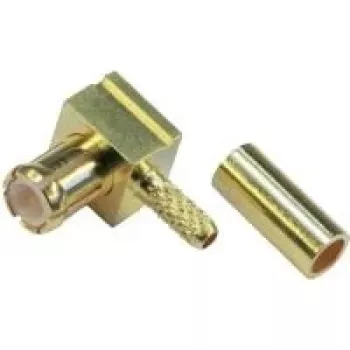 Telegärtner MCX Right-Angle Crimp Plug, 50 Ohm, Gold-Plated Center Contact