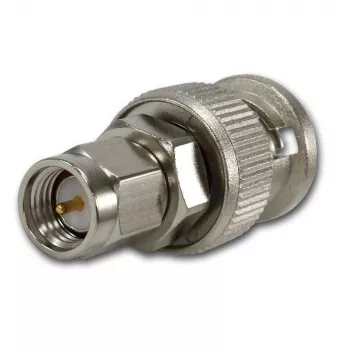 Telegärtner BNC plug to SMA plug coaxial adapter, 50 ohm, DC-4 GHz, nickel-plated brass J01008A0018