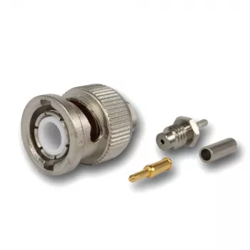 Telegärtner BNC Crimp Plug 50 Ohm for RG-178 B/U, Straight, Nickel/Gold, 1 pc