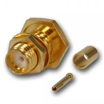 Telegärtner SMA Female Crimp Bulkhead Jack Connector for RG-316/U, Gold Plated, 50 Ohm, DC-6 GHz J01151A0001Z