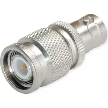 Telegärtner BNC socket to TNC plug adapter, 50 Ohm, nickel-plated brass, DC-4 GHz, straight