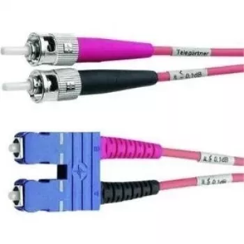 Telegärtner ST to SC Duplex Multimode OM4 Fibre Optic Patch Cable, 50/125µm, 3m, Aqua L00892A0072