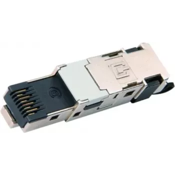 Telegärtner J80026A0047 Cat.6A Shielded RJ45 Field Assembly Plug, Tool-free, T568B, Die-cast Zinc, Black