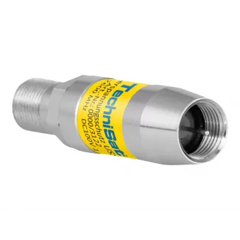 TechniSat USS1 0000/3122 Coaxial Surge Protector, F Male to F Female, Silver/Yellow