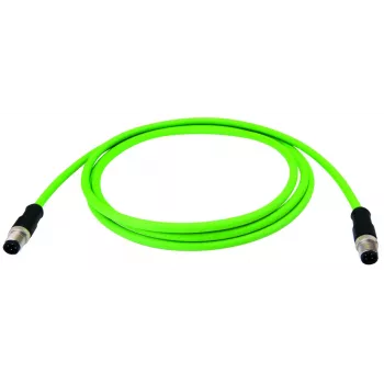 TELEGÄRTNER D-coded Cat.5 M12 Plug to M12 Plug Industrial Ethernet Patch Cable, PUR, Green, 10m L80215A0000