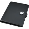 JÜSCHA Alassio A4 Document Folder with Ring Mechanism, Faux Leather, Black, 5 Document Sleeves 31514