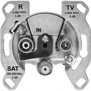 TechniSat TECHNIPRO SV600 V2 3-Hole Antenna Wall Socket with DC Diode Decoupling (TV, Radio, SAT) 0004/3075