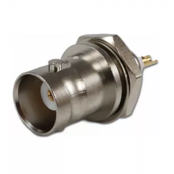 Telegärtner BNC panel-mount coupler 50 Ohm, gold-plated inner conductor, 4-Hole flange, solder connection (J01001A0053Z)