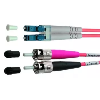 Telegärtner ST to LC OM4 Multimode Fibre Optic Patch Cable, 2m, Violet L00891A0080