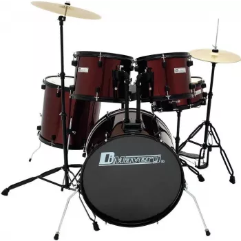 Dimavery DS-200 Drum Kit Wine Red incl. Bass Drum Pedal and Cymbals